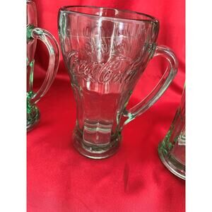 Coca Cola by Libby Float Mugs Vintage Embossed Green Glass 4 Glasses